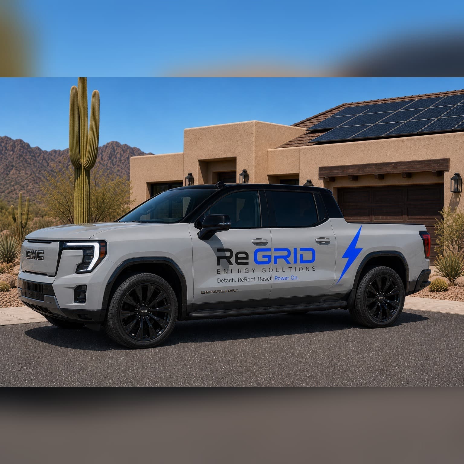 ReGrid EV truck at an AZ home with solar